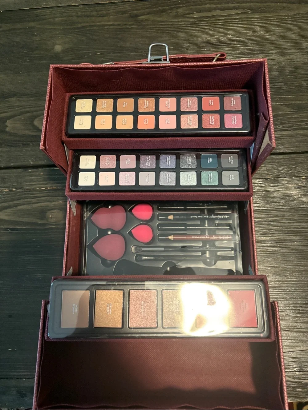 Ulta Beauty Glam & Glow Metallic Burgundy Makeup Case